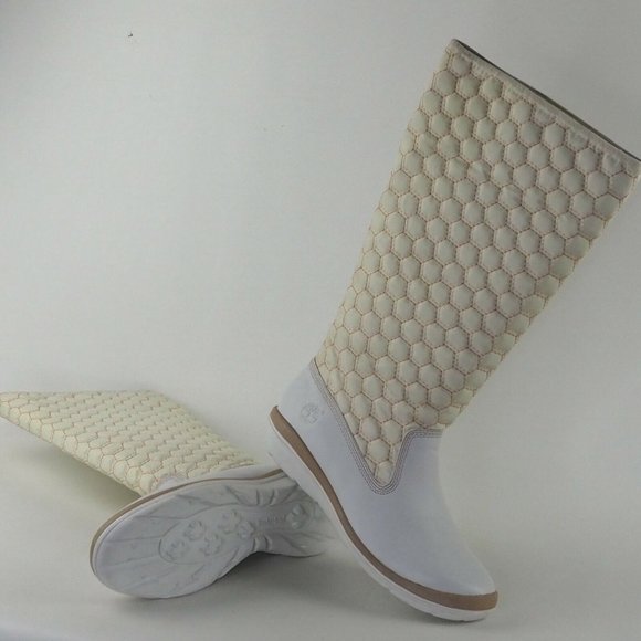 Timberland Kickadillaquilt Womens Boots White Leather 14In Vintage - Picture 11 of 12